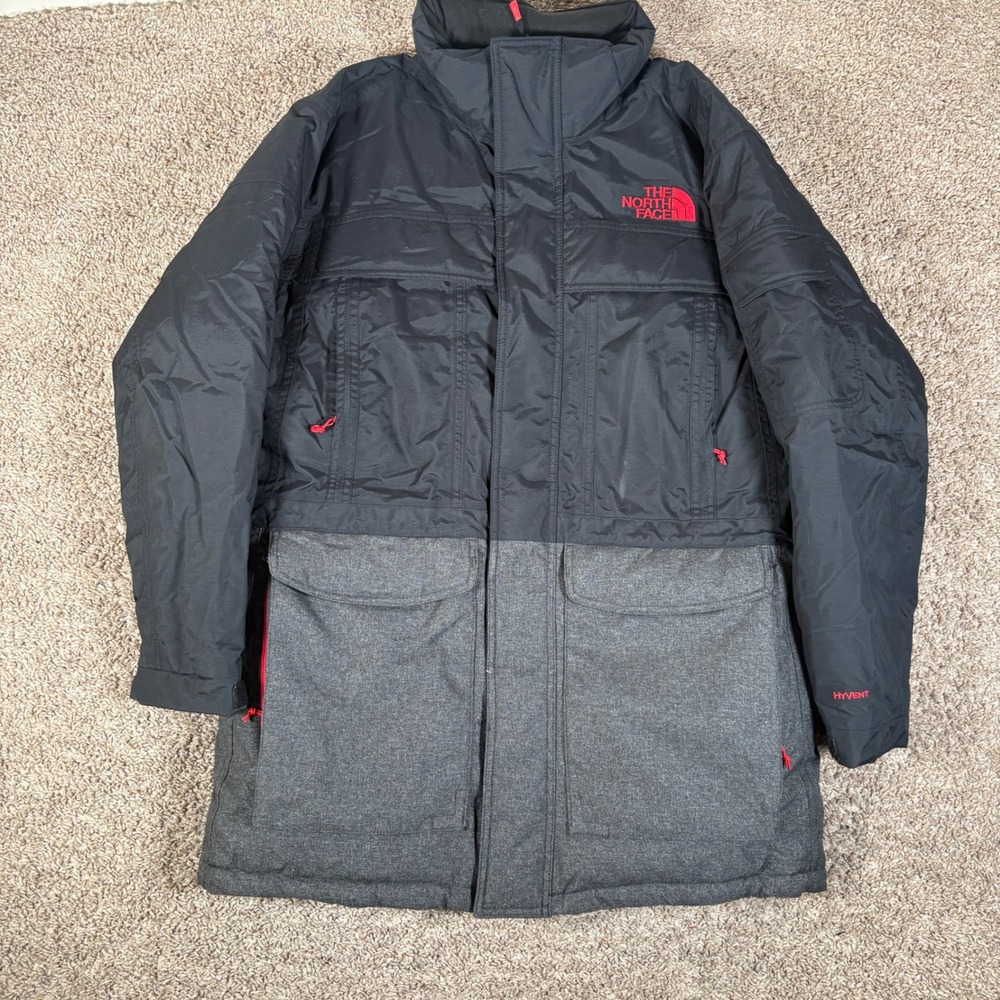 The North Face HyVent McMurdo Down Parka Mens Large Black Grey A8Q3 Jacket